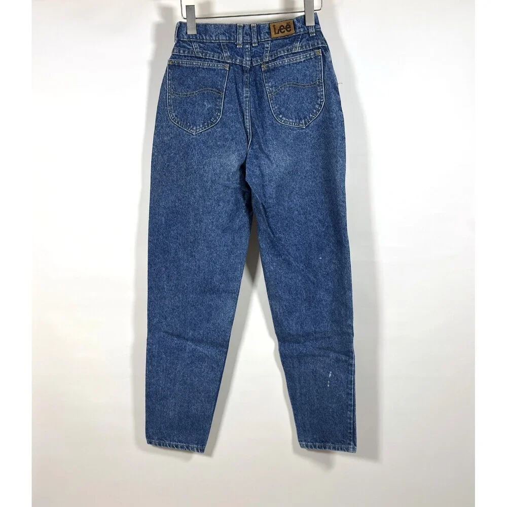 Vintage Lee Tapered Leg Mom Jeans 80s 90s Medium Wash - Size 25